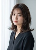 大人上品◎シースルーバング外ハネミディ