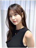 韓国ヘアレイヤーカット薄め前髪顔周りロングレイヤー