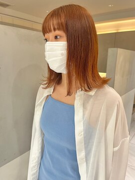 ガリカ 横浜(Gallica) 【minami】個性派オレンジベージュ/ワイドバング/外ハネミディ