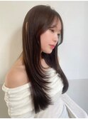 レイヤーカット 内巻き ヘーゼルグレージュ