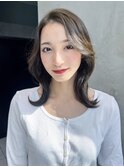 ロング顔周りレイヤー美髪ミルクティー韓国ヘア_ba537081