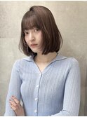 マロンベージュブラウン顔周りレイヤーボブ髪質改善渋谷