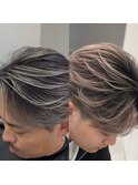 好印象メンズバレイヤージュ×センターパート町田美容室