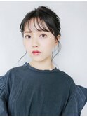 愛されお団子スタイル_オリーブカラーハイライトカラー_7889