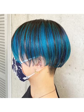 ガルボ ヘアー(garbo hair) #ショートヘア#似合わせショート#ブルーカラー#下村スタイル