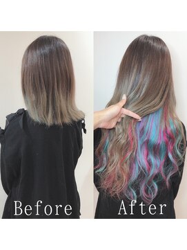 あるじゃんすー 札幌店 ターコイズピンク#シールエクステ#インナーハイライト#札幌