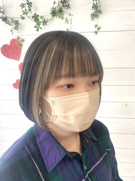 フレア 心 武庫之荘(flare) あごラインボブ＊インナーカラー＊オリーブブラウン