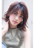 大人かわいい前髪セシルカットココアブラウンフリンジウェーブ