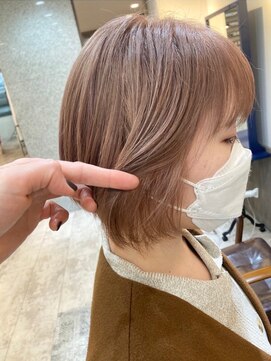オーストヘアーフィガロ 本通り店(Aust hair Figaro) ケアブリーチ☆ミルクティベージュ×ナチュラルボブ 本通/美容院