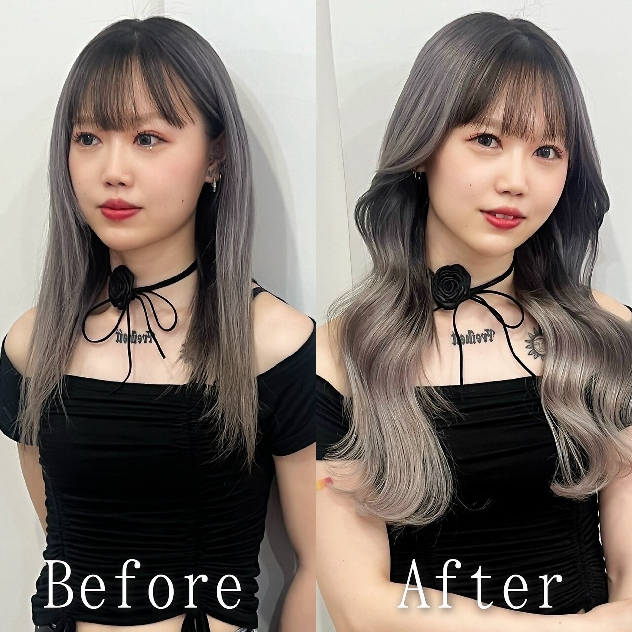 シルバーアッシュ#シールエクステ#イメチェン#ヨシンモリ#広島