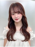☆小顔ワンカールレイヤーカットデジタルパーマチェリーブラウン