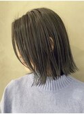 外ハネボブ /ぱっつん /ブルージュ /簡単スタイリングヘア