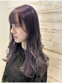 【ラベンダーアッシュ 巻き髪】