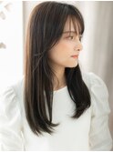 グレージュアッシュ抜け感エアストレートフェミニンロングW大宮