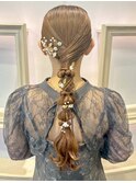 結婚式お呼ばれタイト編みおろし／ヘアセット/編み込み/アレンジ