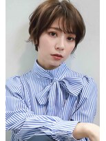 ムウ 難波(MOU)&nbsp;クールショートボブ前髪イメチェンピンクベージュ20代30代40代