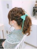 編み込みポニーテール