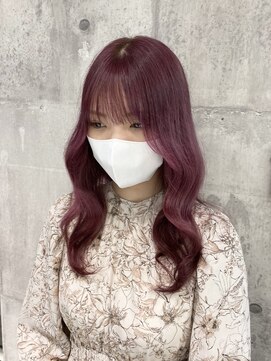 リル 溝の口(LiL) ボルドーピンク/溝の口/ブリーチ/ダブルカラー/レイヤーカット