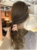 【松本咲花】ブリーチなしダブルカラー透明感オリーブベージュ