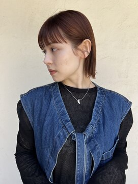 ルル 表参道(lulu.) 切りっぱなしボブ×オレンジブラウン×暖色カラー