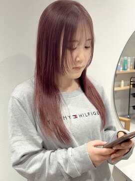 ラミエバイメルト 下北沢(lamie by melt) 顔周りレイヤーブリーチピンクベージュ暖色カラーくすみベージュ