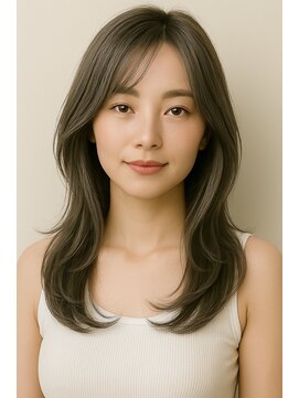 透明感ブリーチなし白髪ぼかし