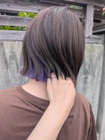 テントヘアー(tent hair) 切りっぱなし/インナーカラー/ミルクティーベージュ/ラベンダー