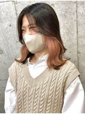 学校でも怒られない！隠せるインナーカラーピンクオレンジ