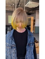 デビュー ヘアーメイク ミニボブハイトーンカラーインナーカラーカルマパーマブリーチ