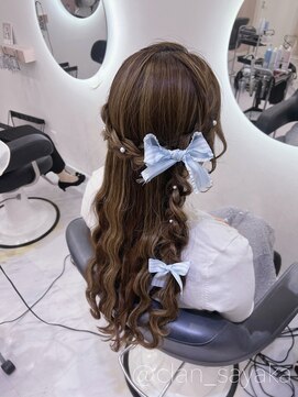 ヘア サロン クラン 東心斎橋店(hair salon clan) 編みたらしハーフアップ/心斎橋ヘアセット