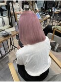 イメチェンピンクベージュアンブレラカラー前髪ダークブルー原宿