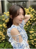 大人かわいい小顔顔まわりレイヤー小顔レイヤーピンクベージュ