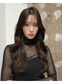 韓国顔まわりレイヤーカットグレージュオリーブベージュブラウン