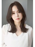 小顔カット×アッシュブラウンレイヤー