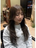 オリーブベージュ×ロングレイヤー