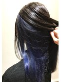 コバルトブルー×グレージュ♯ハイライト♯インナー♯ブリーチ