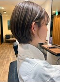 メンズライクマッシュショートボブ耳かけボブ細めハイライト