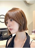 タッセルボブ/切りっぱなしボブ/韓国ボブ/オレンジブラウン