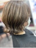 ミニボブ ウェーブヘア くびれヘア マロンカラー20代30代40代