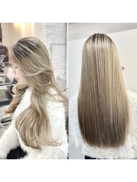 ブレンド 渋谷(BLend) マチルダボブ前髪ハイライトグレージュ