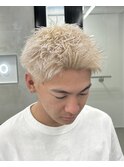 広島メンズ/スパイキーショート/短髪/ブロンドカラー
