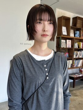 ヘアーアイストゥーレ(HAIR ICI TRE) ボブブリーチなし春カラーレイヤーボブモカブラウン縮毛矯正