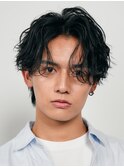 原宿ゆるめスパイラルパーマメンズカットセンターパートウルフ