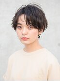 大人かわいい マニッシュショート ネイビーカラー フレンチボブ