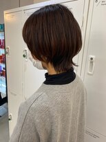 モルニ(MORNI)&nbsp;髪質改善トリートメント_マロンベージュ Aラインボブ かきあげ