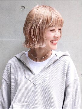 ファイブバイジエクト 堀江(FIVE by The Ect) 【似合わせカット】ハイトーンピンク×ぱつっとボブ☆