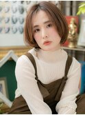 センターパートミルクティーカラーミニボブh3戸頭20代30代40代