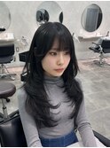 ザクザクハイレイヤー/韓国ヘア/顔周りカット/ダークグレー
