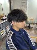 札幌大通りメンズショートカット波巻きツイストスパイラルパーマ
