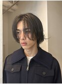=メンズボブ/ダークアッシュ/ニュアンスパーマ/メンズウルフ
